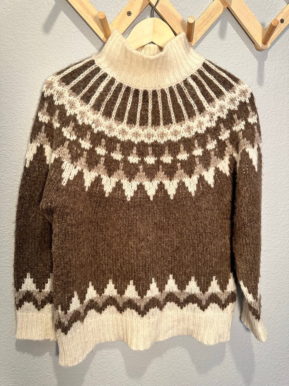 Frame Alpaca Knit Fair Isle Sweater Size Sm
